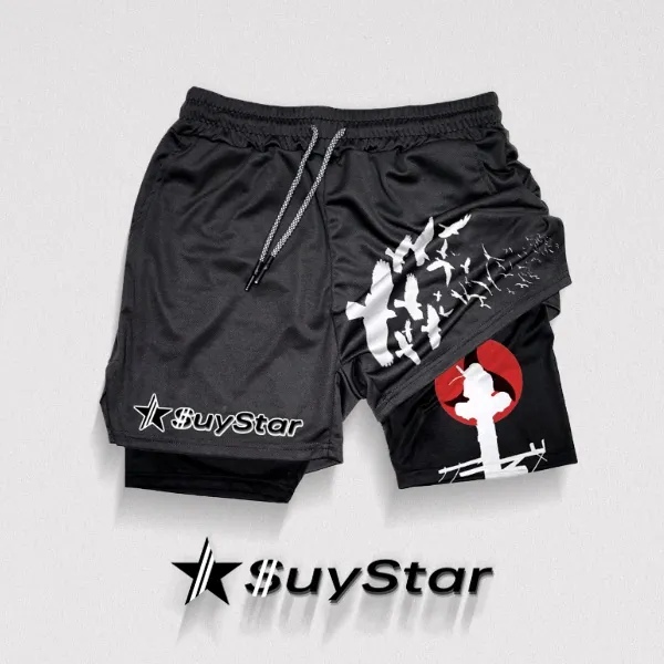 Itachi Inspo Drawstring Double Layer Shorts - Suystarshop.com 
