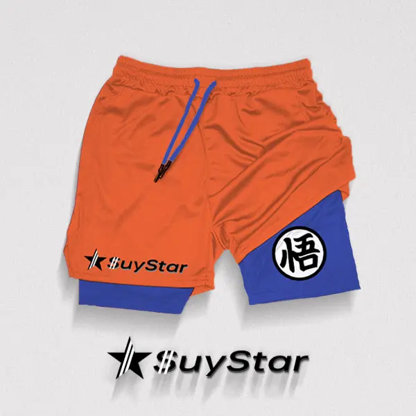 Goku Inspo Drawstring Double Layer Shorts - Suystarshop.com 