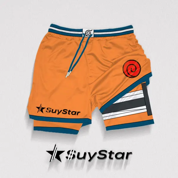 Naruto Inspo Drawstring Double Layer Shorts - Suystarshop.com 