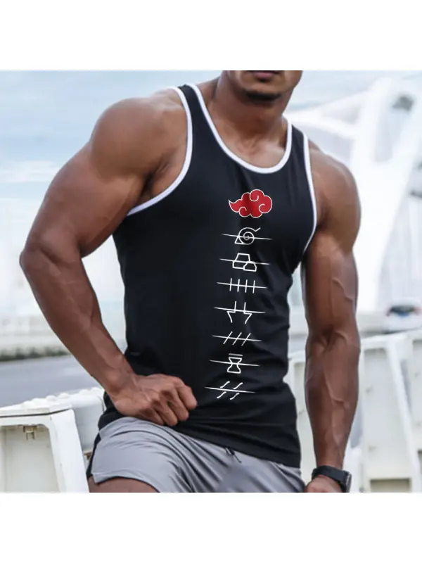 Men's Naruto Print Casual Sports Vest - Anrider.com 