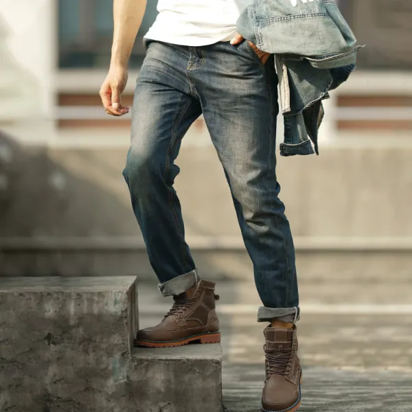 Heavy Washed Old-fashioned Distressed Jeans - Mobivivi.com 