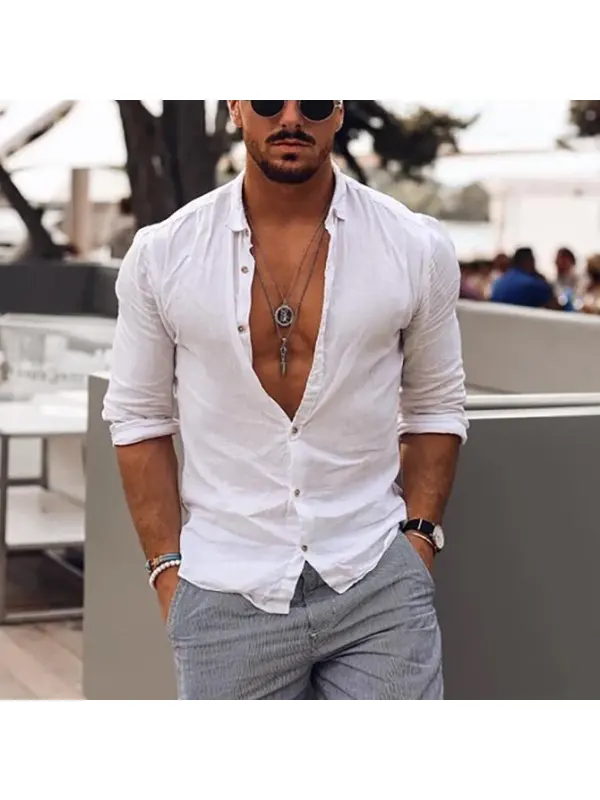 Mens Casual Fashion Solid Color Shirt - Realyiyi.com 