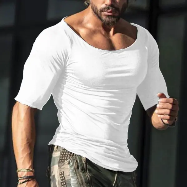 Fashionable Casual Solid Color T-shirt - Fineesa.chimpone.com 