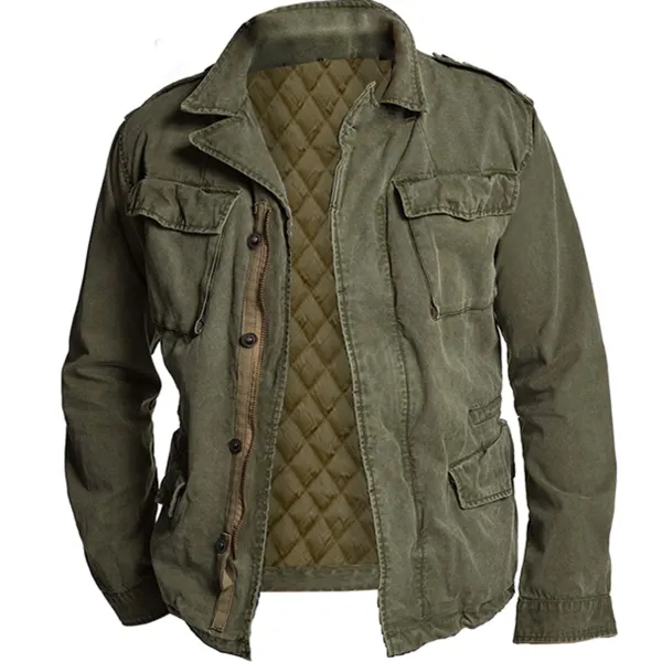 Men's Vintage Distressed Long Sleeve Jacket - Dozenlive.com 