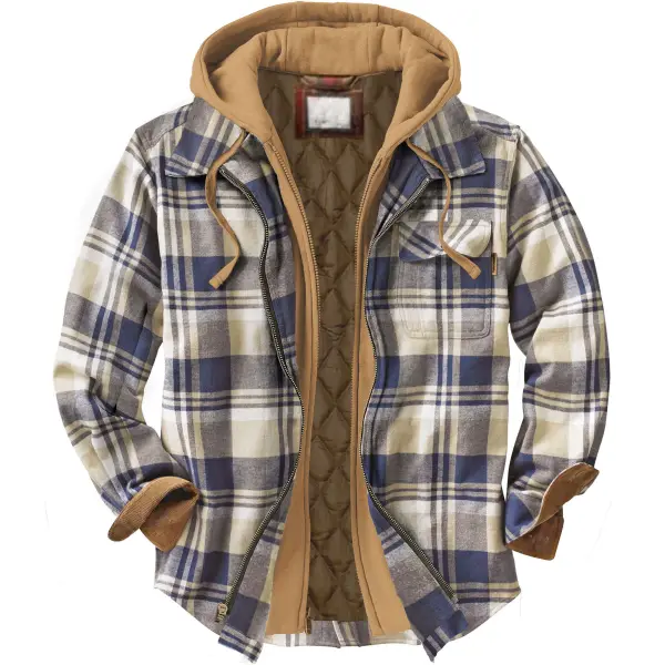 Men's Autumn & Winter Outdoor Casual Checked Hooded Jacket - Paleonice.com 