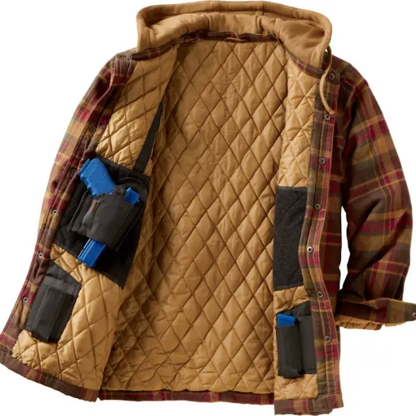 Tactical Check Texture Chunky Hooded Jacket - Nicheten.com 