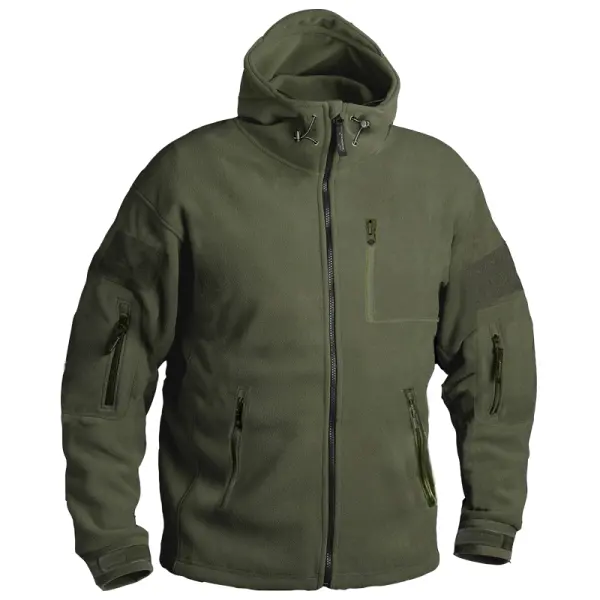 Men's Multi-pocket Tactical Bearskin Fleece Jacket - Nicheten.com 