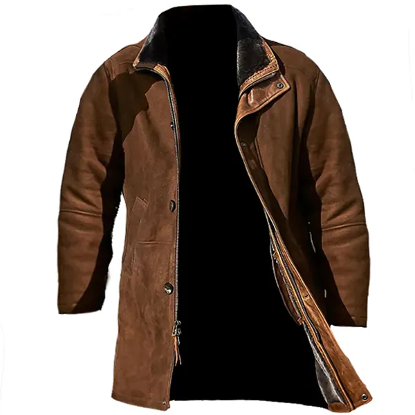 Men's Outdoor Mid-Length Double Layer Woolen Coat Jacket - Elementnice.com 