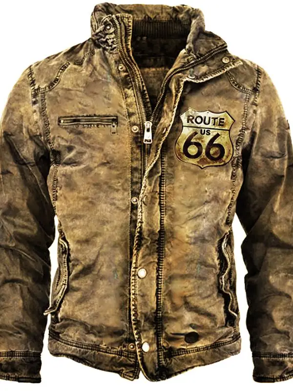Men's Route 66 Retro Washed Warm Jacket - Pragmaace.com 