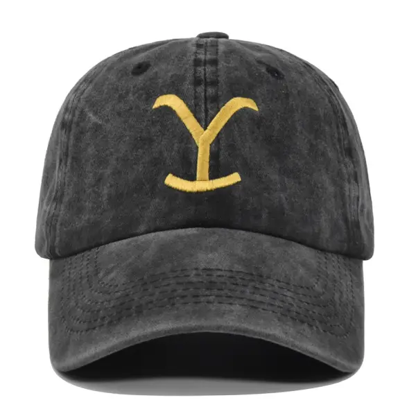 Men's Vintage Washed Yellowstone Logo Embroidered Cap - Dozenlive.com 