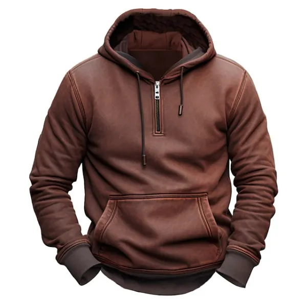 Men's Hoodie Quarter Zip Pocket Sports & Outdoor Daily Holiday Streetwear Casual Spring & Fall Clothing - Nicheten.com 