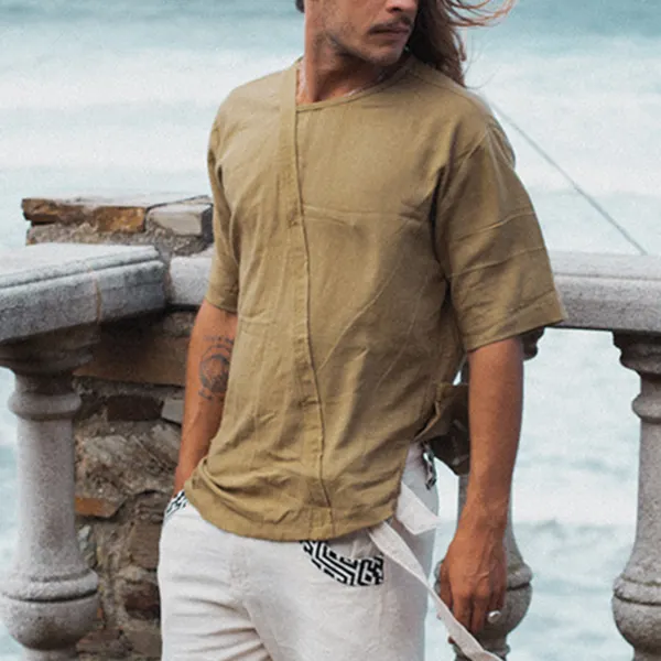 Men's Holiday Linen Casual Short Sleeve Shirt - Anurvogel.com 