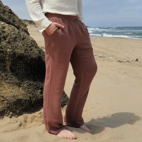 Men's Holiday Linen Loose Pants - Dozenlive.com 