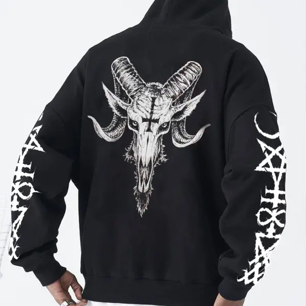 Satan Print Oversize Hoodie - Dozenlive.com 