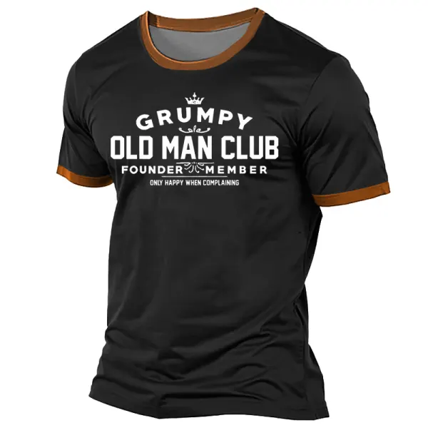 Grumpy Old Man Club Men's Vintage Daily Short Sleeve Crew Neck T-Shirt - Dozenlive.com 