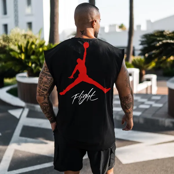 Men's Casual Vest Basketball Print Mesh Sports Breathable Vest - Trisunshine.com 