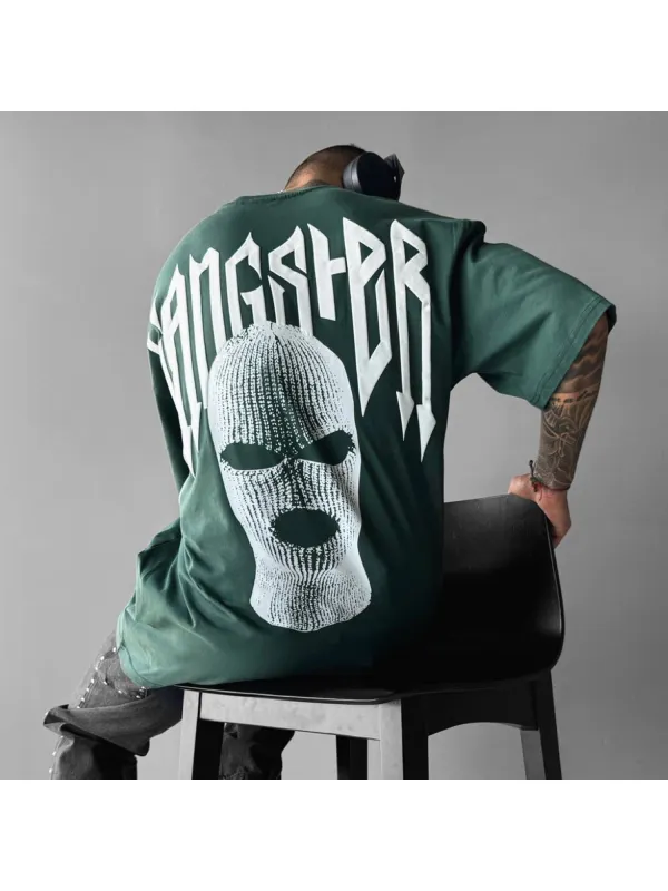 220g Heavyweight Loose Round Neck Short Sleeve Gangster T-shirt - Godeskplus.chimpone.com 