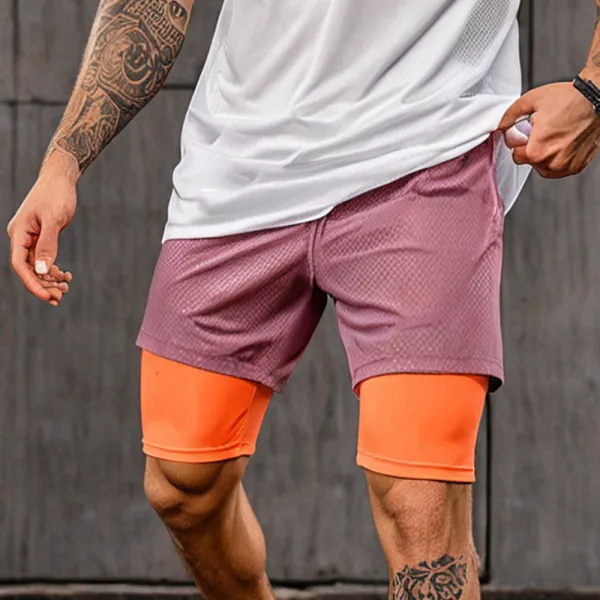 Men's Casual Sports Fitness Double Layer Shorts - Ootdyouth.com 