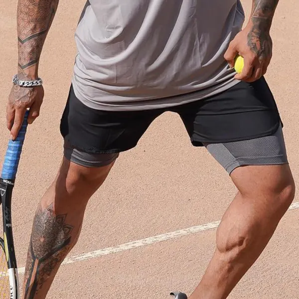 Men's Casual Sports Fitness Double Layer Shorts - Ootdyouth.com 