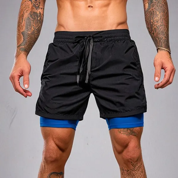 Men's Sports And Fitness Breathable Mesh Double Layer Shorts - Ootdyouth.com 