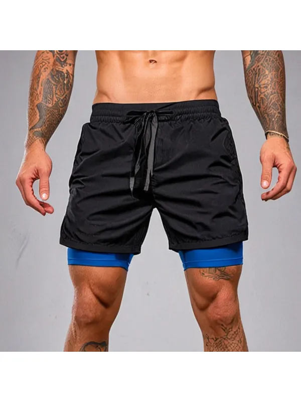 Men's Sports And Fitness Breathable Mesh Double Layer Shorts - Ootdmw.com 