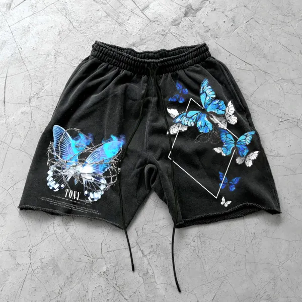 Unisex Retro Butterfly Print Shorts - Nicheten.com 
