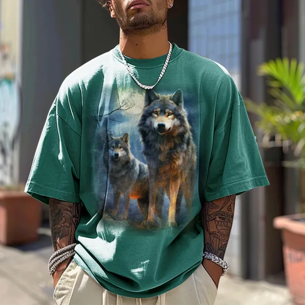 Unisex Vintage Wolf Lover Print T-Shirt - Trisunshine.com 