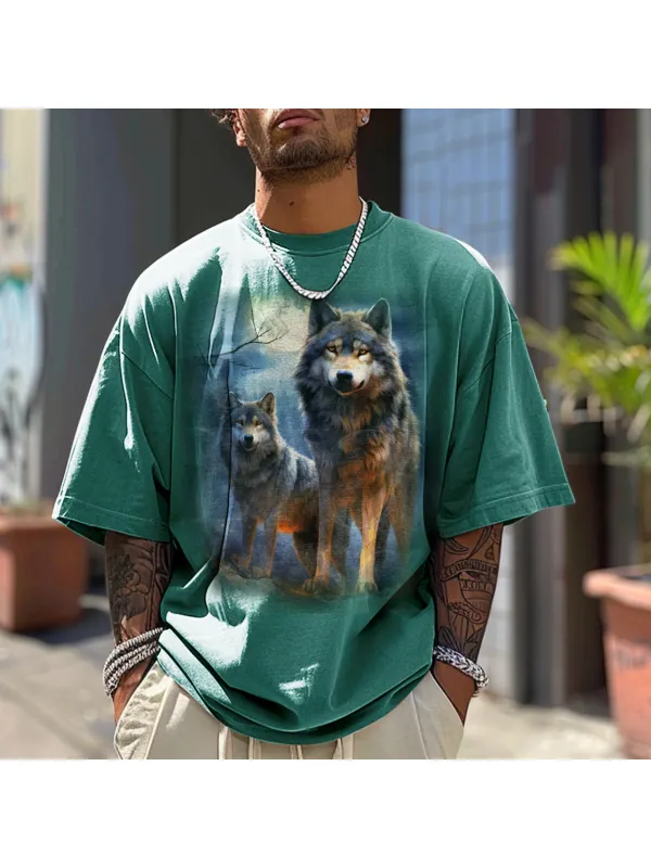 Unisex Vintage Wolf Lover Print T-Shirt - Spiretime.com 
