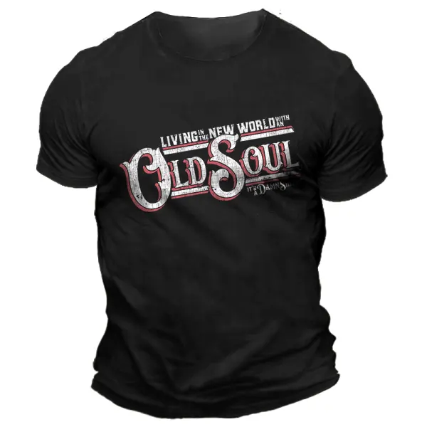Men's Vintage Old Soul Rich Men North Of Richmond Western Country Music Daily Short Sleeve Crew Neck T-Shirt - Elementnice.com 