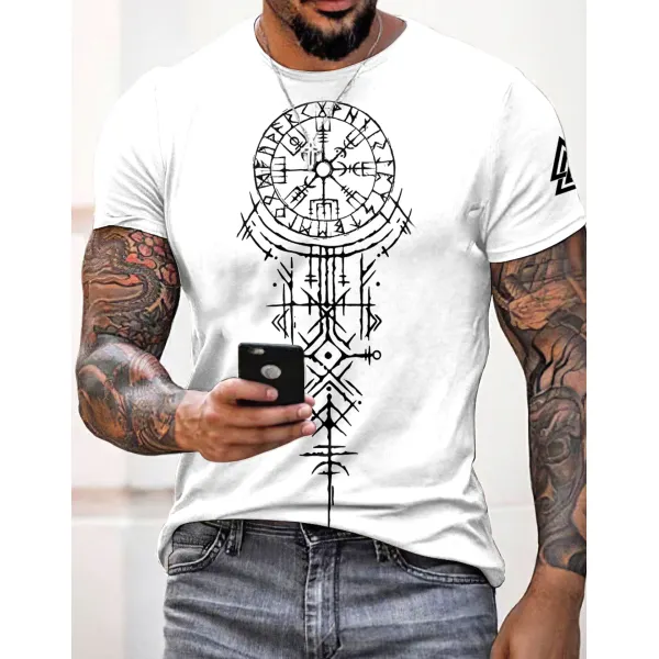 Viking Totem Print T-shirt - Ootdyouth.com 