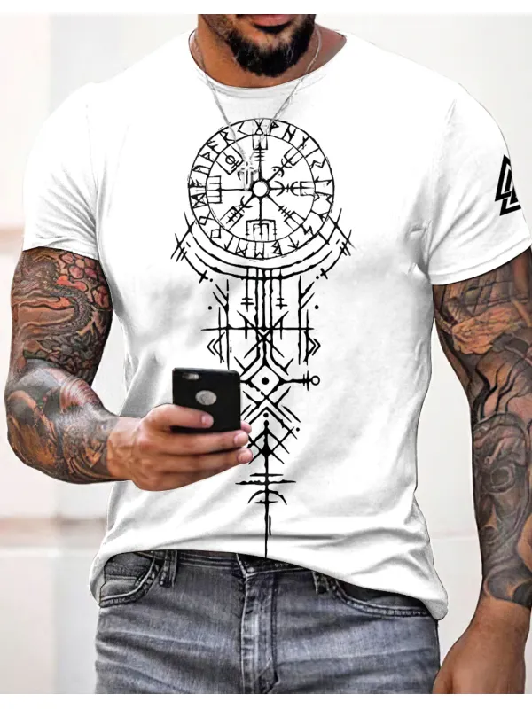 Viking Totem Print T-shirt - Ootdmw.com 