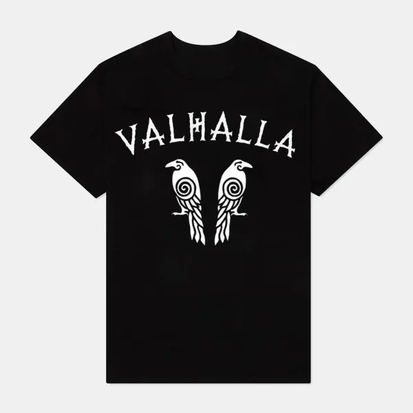 Valhalla Viking Crow Street Trendy Tshirt - Dozenlive.com 