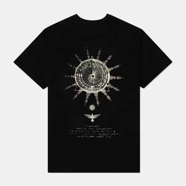 Dark Sun Star Art Graphic Vintage Print T-Shirt - Dozenlive.com 