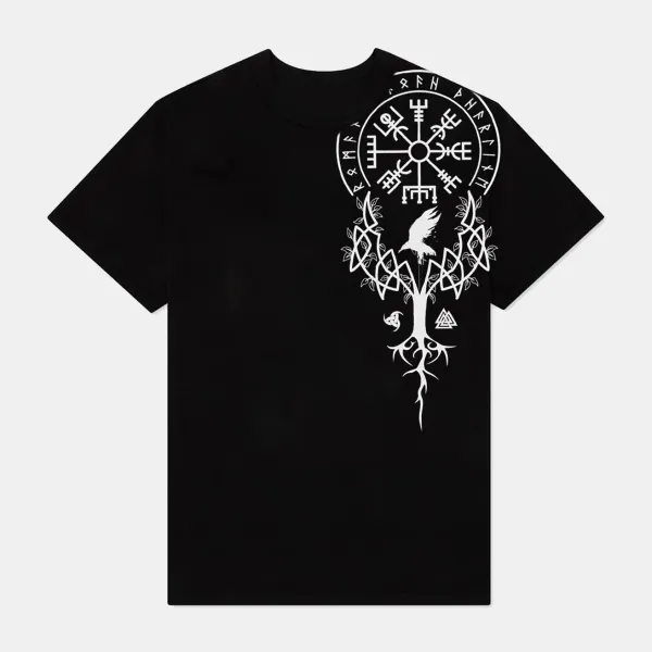 Viking Totem Shoulder Print T-shirt - Dozenlive.com 