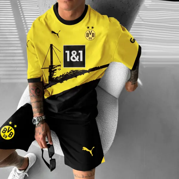 Men's Borussia-Dortmund-Football Short Sleeve T-Shirt - Dozenlive.com 
