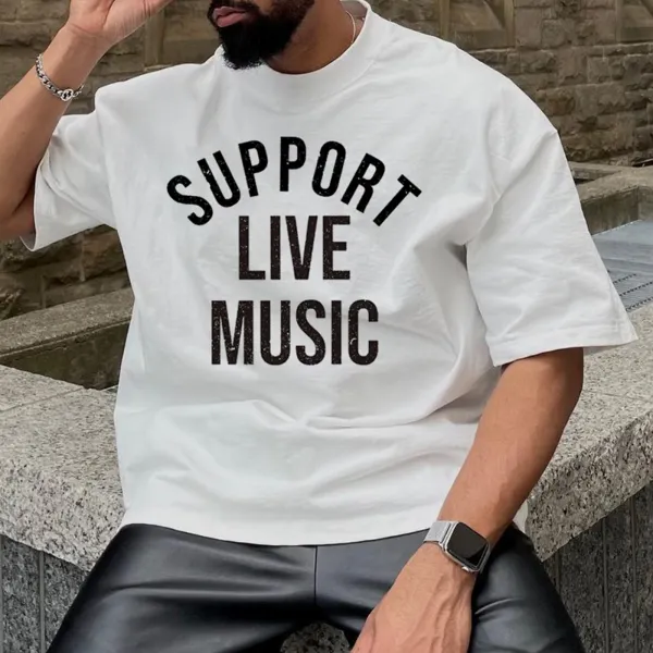 Support Live Music Printed T-Shirt - Dozenlive.com 