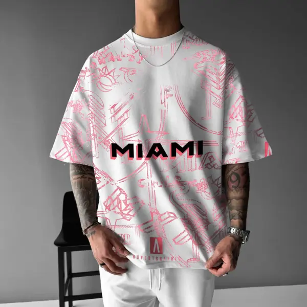 Miami Inter Print Oversized T-Shirt - Wayrates.com 