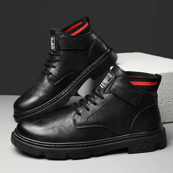 Men's Vintage Martin Boots With Mid Top Leather Boots - Rabclub.com 