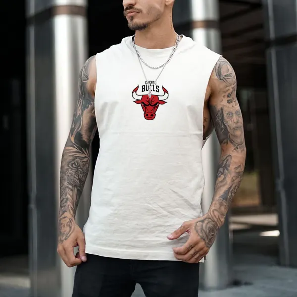 Men's Basketball Print Sleeveless Cotton T-Shirt - Dozenlive.com 