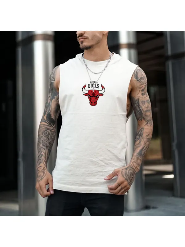 Men's Basketball Print Sleeveless Cotton T-Shirt - Ootdmw.com 