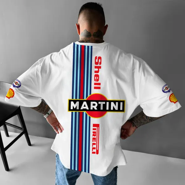 Oversize Martini Racing Print T-shirt - Wayrates.com 