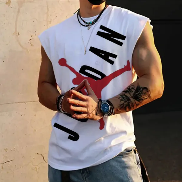 Oversized Basketball Print Casual Sleeveless T-shirt - Ootdyouth.com 