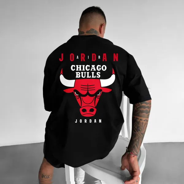 Oversized Street Style Basketball Print Tee Chicago Basketball Print Tee - Ootdyouth.com 