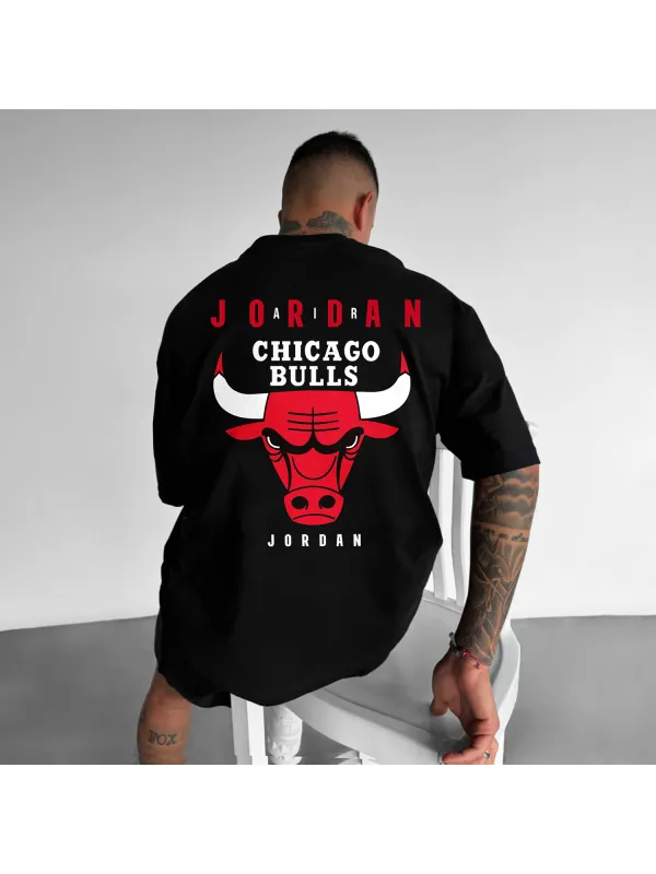 Oversized Street Style Basketball Print Tee Chicago Basketball Print Tee - Aptkoi.com 
