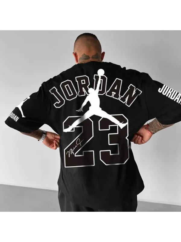 Oversized Basketball Print Casual T-shirt - Ootdmw.com 