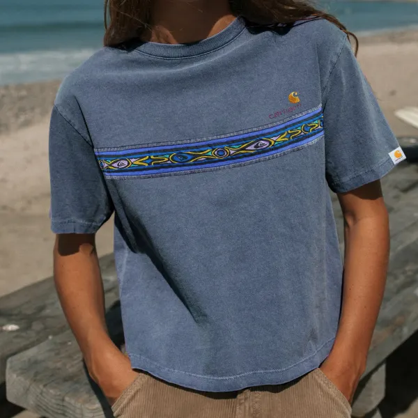 Casual Vintage Print Surf T-Shirt - Wayrates.com 