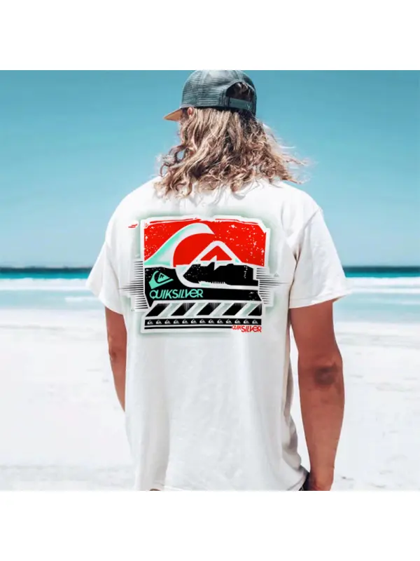 Men's Surf Print Beach Vacation Short-sleeved Casual T-shirt - Timetomy.com 