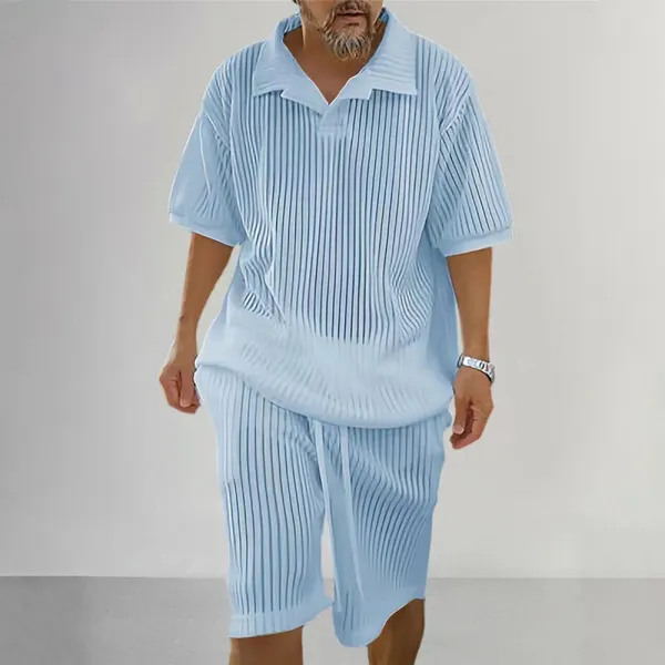 Men's Summer Short Sleeve Shirt And Shorts Set - Yiyistories.com 