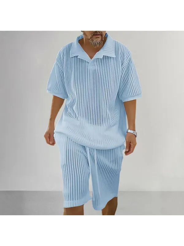 Men's Summer Short Sleeve Shirt And Shorts Set - Timetomy.com 