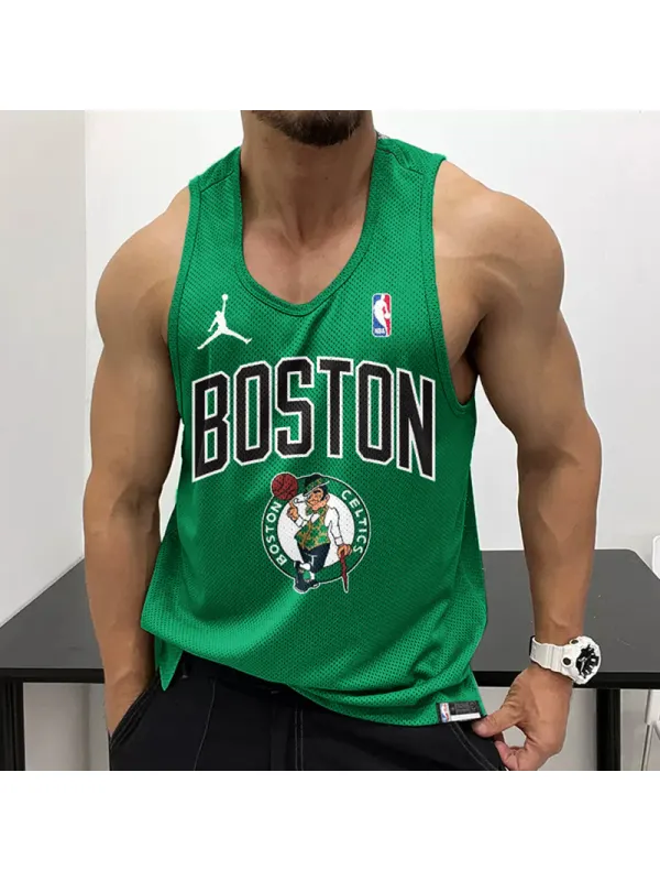 Men's Casual Mesh Vest Basketball Print Vest Breathable Sports Vest Vest - Ootdmw.com 